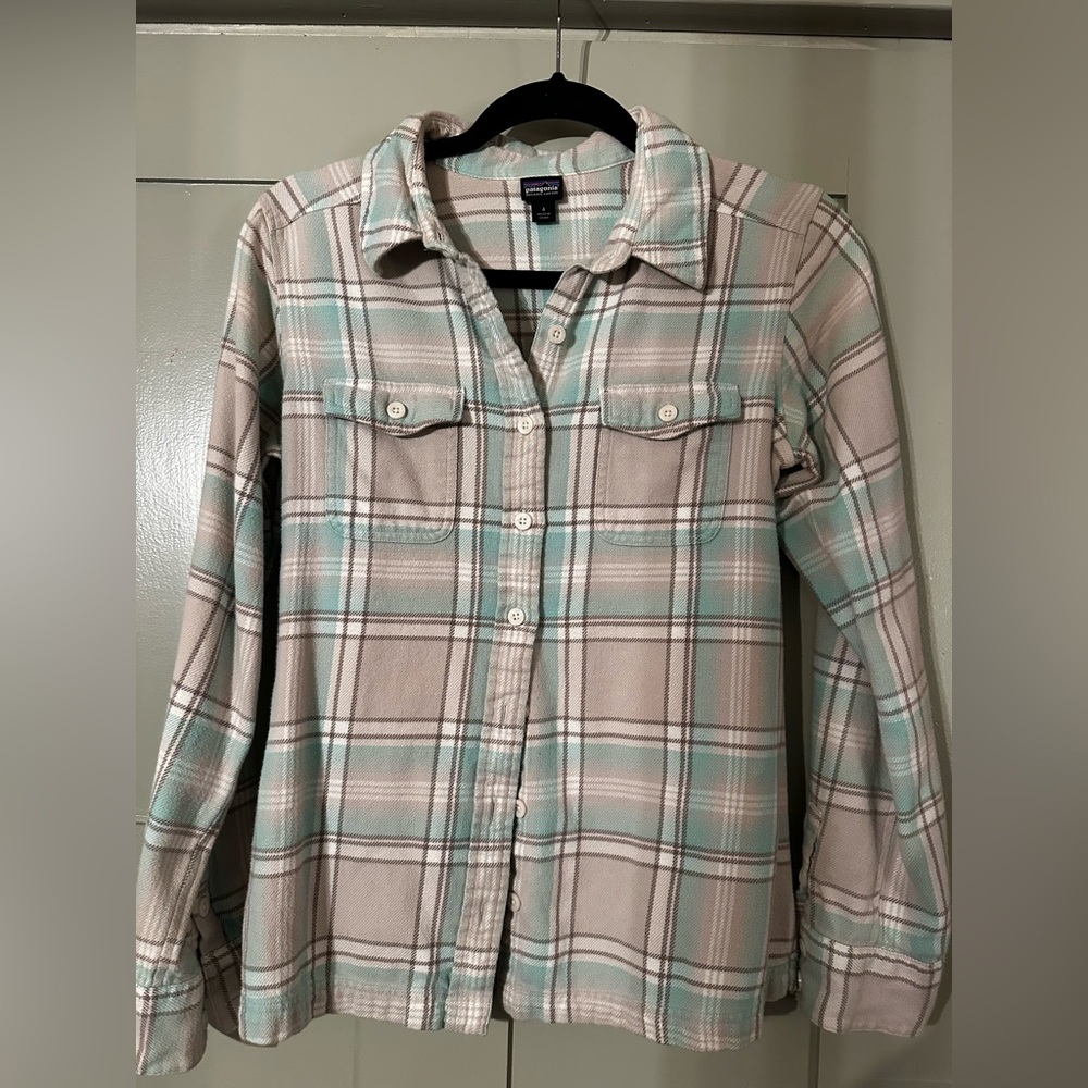 Patagonia Plaid Jacket - Green and Cream